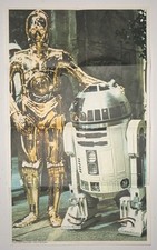 Vintage 1978 Star Wars - C3PO R2D2 & X-Wing Coloring Page - Double Sided Poster picture