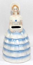 Vintage Blue Crinoline Lady Southern Belle Ceramic Vase ~ Erphila Czechoslovakia picture