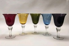 Hand Blown Ruby Red Wine Goblet 8