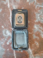 Antique Daguerreotype Hinged Photo Case Gold Frame Child Photo Portrait picture