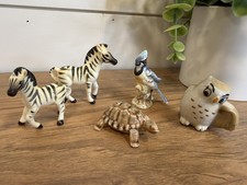 Vintage Wade Whimsies & Bone China Mixed Lot Figures - Owl, Zebra, Bird, Turtle picture