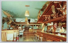 Rustic Pine Tavern Taxidermy Moose Buffalo Dubois Wyoming Postcard picture