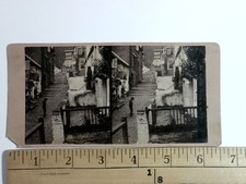 Clovelly Devon UK Stereoview Old Stone Steps Street Scene 1860s 