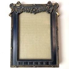 Vtg Picture Frame Ornate Wooden Gold Gilded Black Baroque Rococo Fit 3.5x5 Photo picture