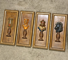 Vintage Holland Mold Ceramic Chess Wall Plaques Set of 4 King Queen Knight Rook picture