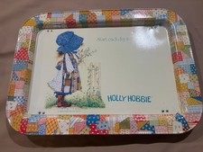 vintage 1972 holly hobbie tin/metal tv tray picture