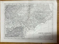 NORTH CAROLINA  map vintage antique Cartograph 1910  *RARE*   plot maps picture