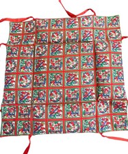 Vintage Handmade Christmas Chair Seat Cover With Ties Noel Holiday Pattern 15