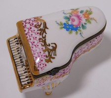 LIMOGES France Porcelain Grand Piano Hinged Trinket Box picture
