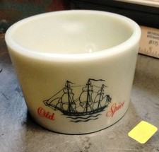 Vintage Old Spice Milk Glass Shaving Mug Shulton Clipper Ship Soap Cup USA picture