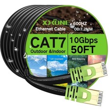 Outdoor Cat 7 Ethernet Cable 100ft, 26AWG Heavy-Duty Cat7 Networking Cord Pat... picture