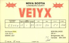 Vintage VE1YX Nova Scotia QSL Card G3YEU 1989 Ham Radio Amateur picture