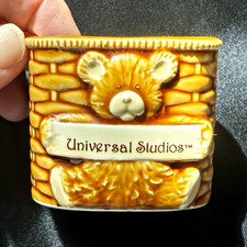 VTG Universal  Studios Bear Basketweave Ceramic Toothpick Holder Trinket  picture