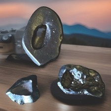 11g Super Rare Hard To Find ,Lot Of 3  Beautiful Meteorites From The NM Desert picture