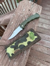 Buck 422 Bucklite Green Lockback Pocket Knife with Camo Sheath picture