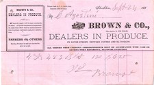 Vintage Brown & Co. Stockton produce billhead c.1888 picture