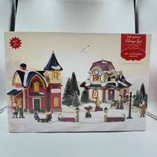 St Nicholas Square 20 Piece Christmas Village Set Light Up School Train Station picture