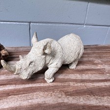 Hand Carved Soapstone Rhinoceros Figurine Sculpture Natural Stone Rhino Decor picture