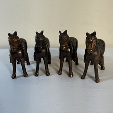 VTG Miniature Metal Horse Figures Bronze Finish Japan/Occupied Japan Set Of 4 picture
