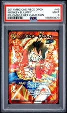 2011 MIRACLE BATTLE CARDDASS ONE PIECE OP09 PROMOS #46 MONKEY D. LUFFY PSA 9 picture