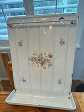 Vintage Enamelware Floral Ladle Rack Large Drip Catcher Wall Accent Cottage picture