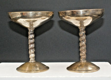 Vtg PAIR Valero EPB Silver Spain Gothic WEDDING GOBLETS Champagne Stem Cups picture