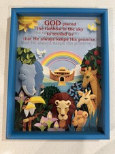Vintage 1980’s Noahs Ark Theme Rainbow Abbey Press Framed Wall Art Christian picture