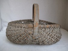 Antique Splint Bun Basket in Old Grey Paint picture