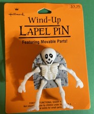VINTAGE HALLMARK HALLOWEEN BOO BAZAAR SKELETON MOVABLE PARTS WIND-UP PIN-LOT 114 picture