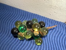 Vintage MCM, Greens, Black Lucite 1.5” Grape Cluster  /w Leaves On Driftwood 10” picture