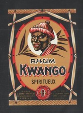 1930s RHUM KWANGO BOTTLE LABEL BELGIUM - VINTAGE - UNUSED picture