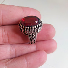 Ancient Vintage Victorian Sterling Silver Ring Red Carnelian Stone Size 9.5 picture
