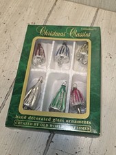 Vtg 6 Mercury Glass Glitter Umbrella Christmas Ornaments Holiday Tree Decor New picture