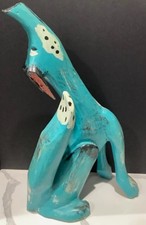 Vintage Hand-Carved Painted Wooden Coyote Folk Art Sculpture picture