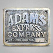 Adams Express Company Strong Box Solid Brass Plaque picture