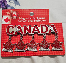 Dollarama Canada Souvenir Fridge Magnet w/ Dangle Charms Maple Leaf Metal picture