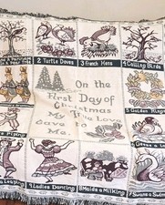 Vtg Woven Tapestry Throw