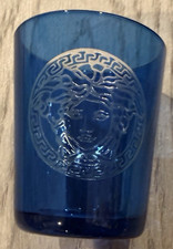 VERSACE BLUE Glass Medusa Logo Votive Cup Candle Holder NIB picture