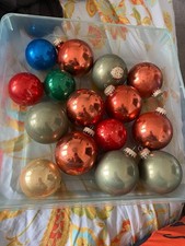 Vintage Christmas Glass Ball Ornaments Mixed Lot of 15 Tree Ornaments In Box picture
