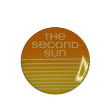 VTG The Second Sun Pinback Button Orange Yellow Sunset Retro Stripe Badge 70s picture