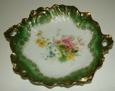Vintage C.T Germany Hand Painted & Embossed shallow Bowl Trimmed In Gold picture