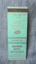 Brownie Motel Restaurant Bel Air Maryland Vintage Matchbook Cover LC12 picture