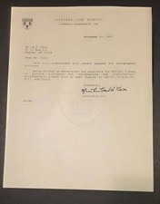 Watergate Archibald Cox Signed  Letter  Auto -Vintage Autograph picture