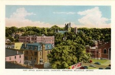 Post Office Quinte Hotel Churches Armouries Belleville Ontario 1940 Old Photo picture