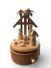 Wood Nativity Scene Music Box Christmas Wooden Nativity Carousel Creative Co-Op picture