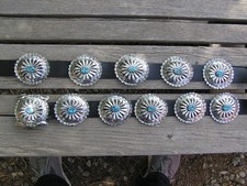 LARGE, Very Nice Navajo Indian Handmade Turquoise & Nickel Silver Concho Belt. picture