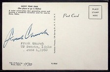 Vintage 1960 Lucky Peak Dam Postcard autographed by Frank Church, Boise Idaho picture
