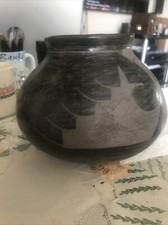 Rafael Silveira Mata Ortiz Black on Black Pottery Olla Signed Mexico 7 3/4” picture