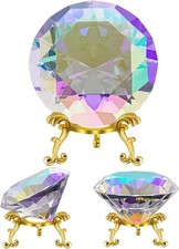 100Mm(3.9 Inch) Crystal Big Fake Diamond Paperweight Rainbow Maker, Background f picture