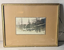 Vintage Vermont Lumber Camp Winter Logging Hand-Colored Photograph Richardson picture